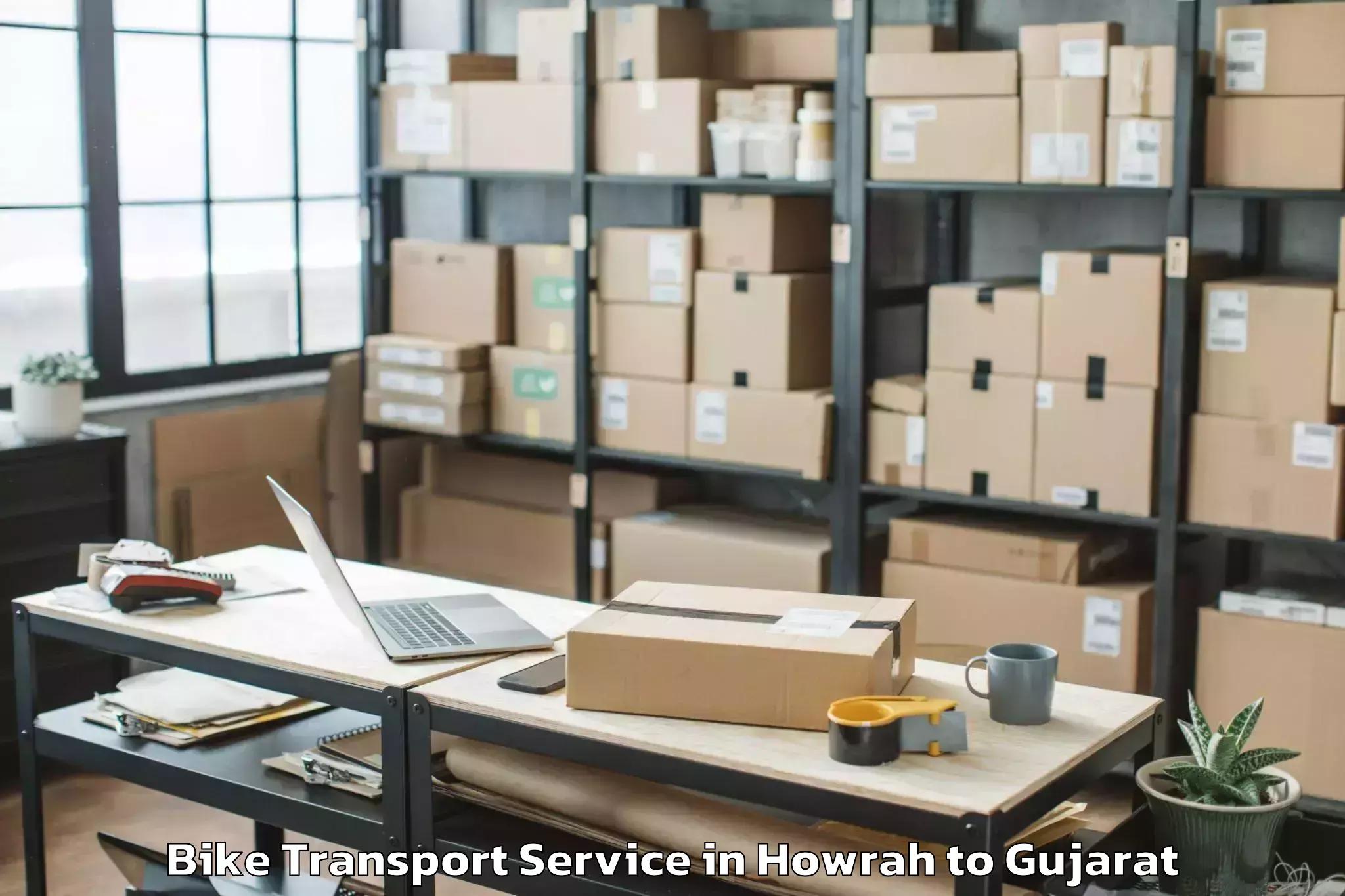 Professional Howrah to Udhana Bike Transport